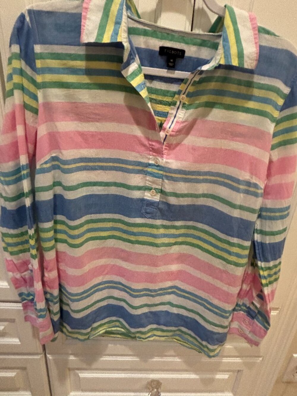 Talbots Multicolor Striped Cotton Blouse Women’s Medium Beachy Preppy